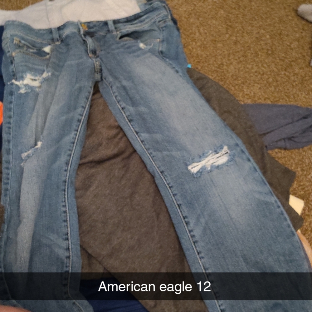American Eagle Outfitters Boot Cut Distressed Blue Jeans